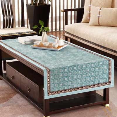 China Chenille flannel block non-disposable custom tablecloth printed rectangular table runner non-disposable polyester jacquard tablecloth for sale