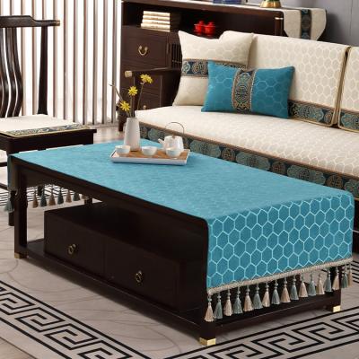 China Wholesale Customized Chenille Flannel Block Printing Rectangular Jacquard Polyester Tablecloth Non-disposable wholesale for sale