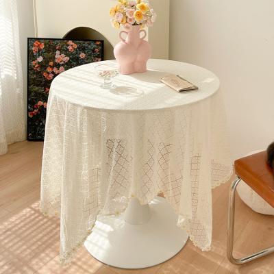 China White modern style high quality lace tablecloth round table coffee table cloth bedside table desk photo background cloth for sale