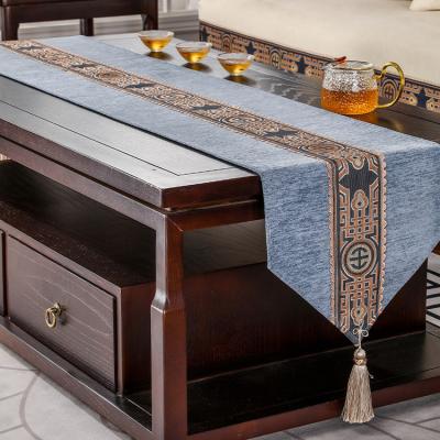 China Waterproof Home Rectangular Table Runner Chenille Decor Ribbon Tablecloth Polyester Fiber Chinese Traditional Table Runner for sale