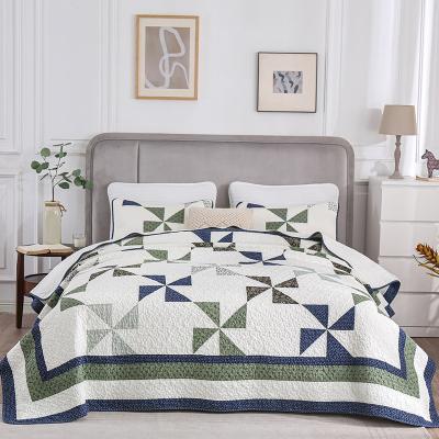 China Retro European and American breathable quilt patchwork handmade cotton quilted bedspread summer three-piece cool air conditioning q for sale