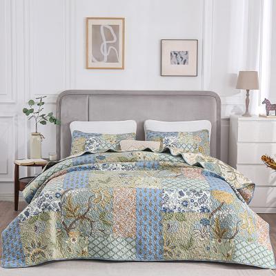 China Amazon Hot Selling American Handmade Breathable Block Washed Comforter Bedspread Three-Piece Summer Air Conditioner Quilted Cool Comforter for sale