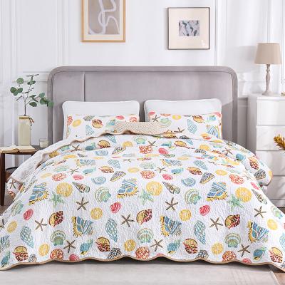 China Three-piece summer bedding quilt cool quilted thin air conditioner pure cotton breathable American style washed comforter for sale