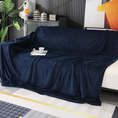 China Wholesale Customized Single Layer Microfiber Flannel Fleece Coral Blanket Solid Color Antistatic for sale