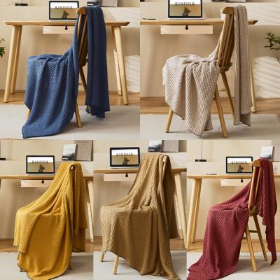 China Amazon PORTABLE Hot Selling Acrylic Blend Knit Blanket Sofa Upholstery Blanket Soft And Cozy Throw Blanket For Bed for sale