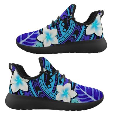 China Fashion Trend Samoa Polynesia Frangipani 2021 Printed Tennis Shoes Mesh Breathable Sports Shoes Wholesale Lightweight Customized for sale