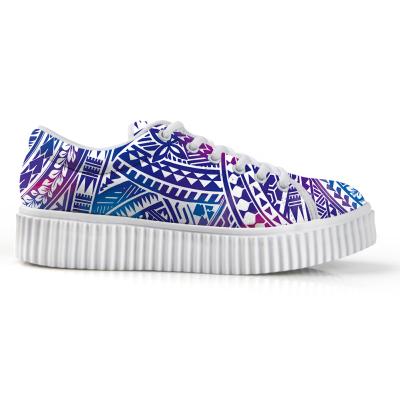 China Wholesale fashion trend women's sneakers triangle tribal gradient pattern shock absorption blue purple outsole sneakers for sale