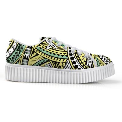 China 2021 new fashion trend women's sneakers shock absorption pattern yellow green women's sneakers Hawaii tribe triangle shoes wholesale for sale