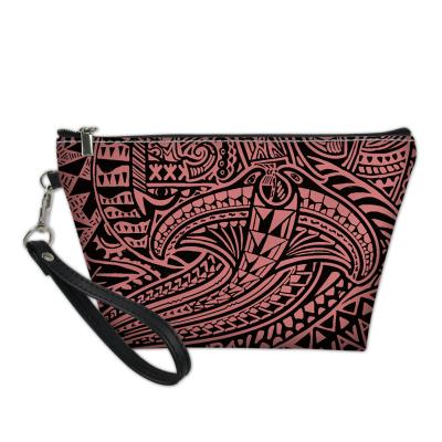 China Durable Low Price Polynesian Samoa Pattern Printing Customized Color Optional Ladies Travel Portable Cosmetic Bag Wholesale for sale