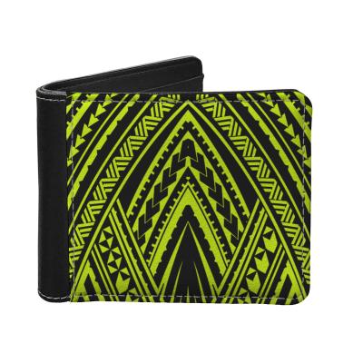 China Custom Polynesian Style Art Tribal Design Thin Wallet Waterproof Bi-fold Men's Leather Wallet Customized Wholesale for sale