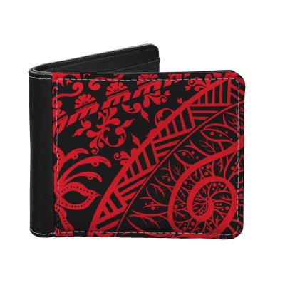 China Wholesale Luxury Slim Design Leather Tribal Polynesian Men's Waterproof Tattoo Wallet Waterproof Men's Bi-Fold Samoan Wallet for sale