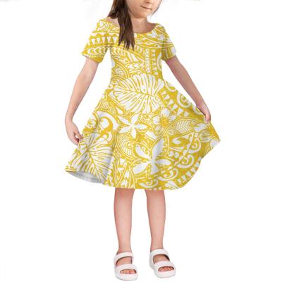 China Wholesale New Washable Hawaiian Style Flower Leaf Little Girl Summer Clothing And Group Polynesian Tribal Children'S Clothing for sale