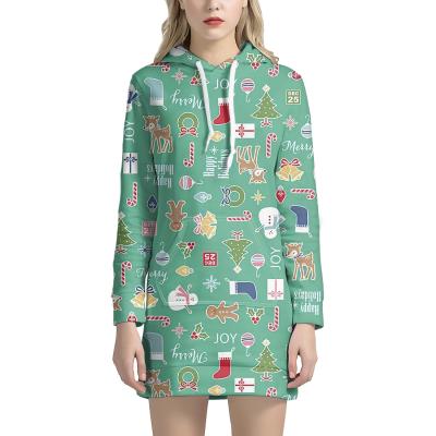 China 2021 Winter Hot Sale Christmas Mint Green Gingerbread Man Christmas Tree Anti-Wrinkle Hoodie Women's Long Sleeve Customization for sale