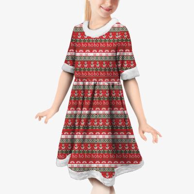 China 2021 Wholesale Breathable Christmas Clothing Girls Reindeer Snowman Christmas Tree Stripe Pattern Printing Kids Clothes for sale