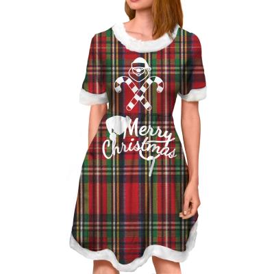 China Wholesale 2021 Red/Green/Plaid Color Christmas Pattern Breathable Christmas Suit Line One Skirt Christmas Traditional Party Dress Suit for sale