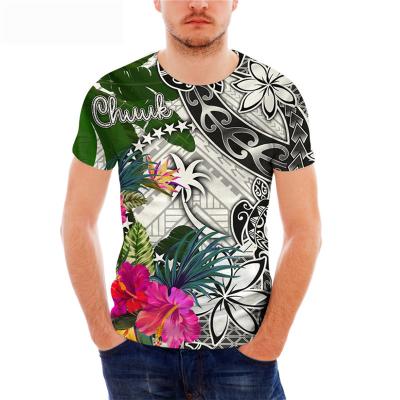 China 2021 Men's Summer Flag Shirt Chuuk Micronesia Hibiscus Flower Frangipani 3D QUICK DRY Printing Short Sleeve Plus Size High Quality Shirt for sale