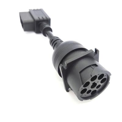 China All Manufacturers J1939 Type 1 Plug Vehicle To OBD2 16pin 90 Degree Cable Overmold Short Type, ELD Cable for sale