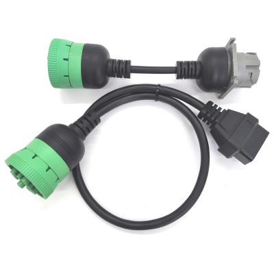 China Fit For Most Cars J1939 Type - Plug 2 To Type2 J1939 Receptacle And DB 15 Pin Cable Overmold Short Type ELD Cable for sale