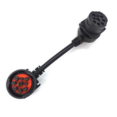 China Vehicle All Manufacturers J1939 Type 1 T Cable, 9pin Male to 9pin 2 Female ELD Cable, GPS Tracker Cable for sale