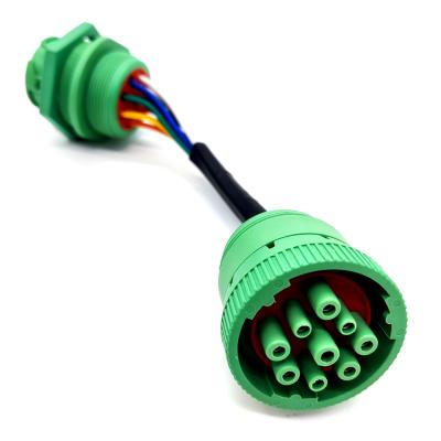 China Multi-car Brands J1939 Type - 2 Green Plug To Receptacle Obd2 Cable, ELD Cable, ISO9001 GPS Tracker Truck Cable Code Reader for sale