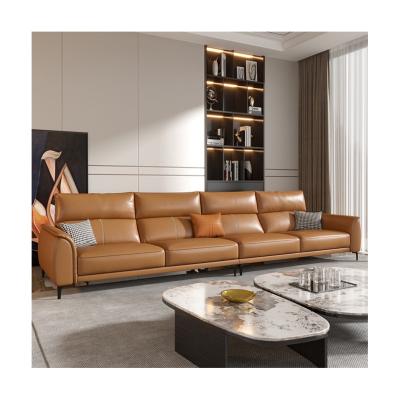 China Wholesale (Height)Adjustable Light Luxury Genuine Leather Sofa Set For Home Modern Simple Leather Sofa Living Room 3 Seater Sofa Set Furniture for sale