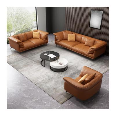 China (Size) hot sale living room sofas adjustable top layer cowhide modern small nordic leather sofa set 2 seater latex lined sofas for home luxury for sale