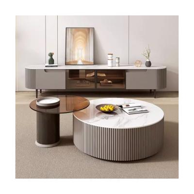 China Italian Wholesale Light Luxury Round Coffee Table Adjustable (Height) For Living Room Furniture Gold Acrylic Coffee Table for sale