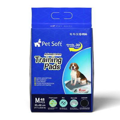 China Soft Carbon Fiber Pet Viable Pet Pee Pad Doggy Training And Puppy Pad With Charcoal 45*60cm for sale