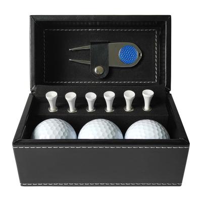 China Golf Ball Gift Factory Wholesale Customizable Golf Gift Set Box Set High Quality White Leather Golf Accessory Set for sale