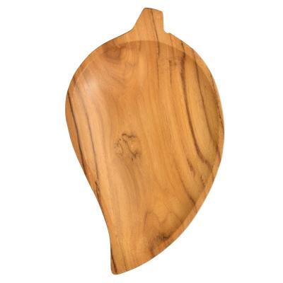 China Nature Traditional Handmade Leaf Shaped Vintage Teak Wood Serving Tray or Bowl for sale