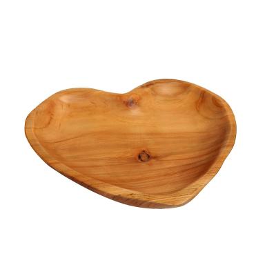 China Traditional creative root wooden dish, heart-shaped wooden serving tray for sale