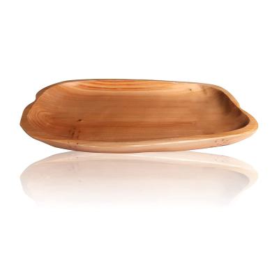 China Traditional Natural Root Wood Dish Unique Handmade Wooden Tray Fruit Platter for sale