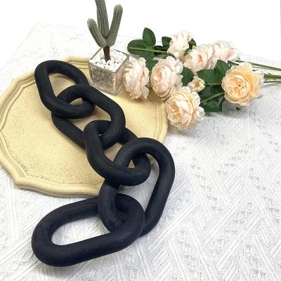 China Traditional Black Hand Carved Decorative 5-Link Wooden Chain Decor for sale