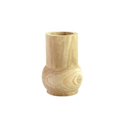 China Pastoral Wood Decorative Vase Wooden Handmade Flowerpot Plant Potted Plant Decorations Indoor Plants for sale