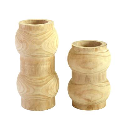 China Indoor Pastoral Wood Decorative Vase Handmade Flowerpot Plant Decorations Plants Stand Indoor for Fresh Flowers Home Office for sale