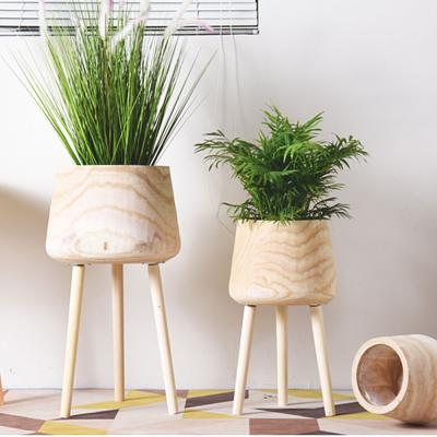 China Large Pastoral Planter Wooden Flower Pot For Garden Hotel Decor Indoor Outdoor Nordic Flowerpot Plant Vertical Pot for sale