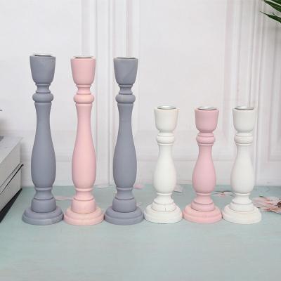 China Wholesale custom home unfinished wooden candlestick pillar decoration candle holder for sale