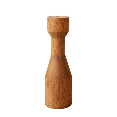 China Wholesale custom home unfinished wooden candlestick pillar decoration candle holder for sale