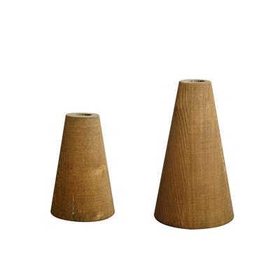 China Home Decoration Vintage Rustic Unfinished Wooden Candlestick Decorative Candle Holder for sale