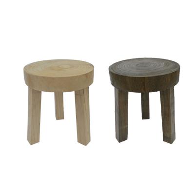 China Home Wholesale Natural Outdoor Furniture Wooden Stool Vintage Solid Wood Round Stool for sale