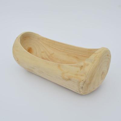 China Traditional Oval Wooden Decorative Tray For Home Decor Hot Sale Handmade Wooden Planter Hand Carved Dough Wood Pot for sale