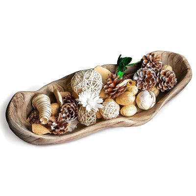 China Traditional wooden dough bowl - hand carved 16 inch long wooden decorative bowl for sale