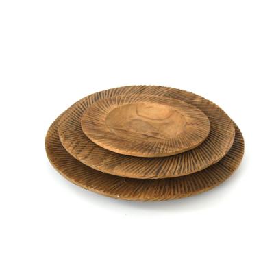 China Traditional Rustic Wooden Coffee Table Wooden Tray Wooden Tray Candle Round Serving Tray for sale