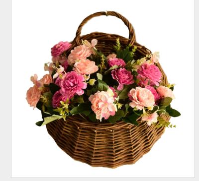 China Half Woven Flower Wicker Basket Wall Hanging Decorative China Mini Wall Hanging Willow Planter Around Flower Wicker Basket for sale