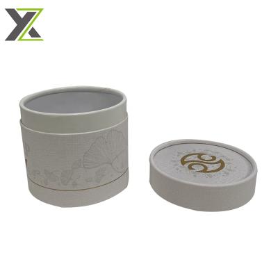 China Recyclable Paper Texture Custom Logo Gold Foil Round Paper Tube Cylinder Boxes for sale