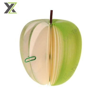 China Funny Green Loose Leaf Apple Fruit Shaped Custom Sticky Note Pad for sale