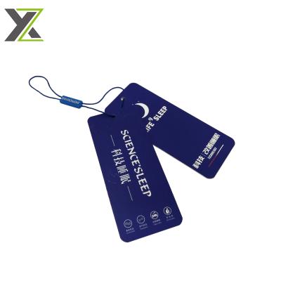 China Sustainable Custom Both Sides Print Paper Cardboard Hanger Label Set With String For Pillow Product for sale