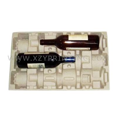 China Biodegradable Recycled Food Factory Price Three Wine Bottle Paper Pulp Tray for sale