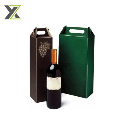 China Recycled Materials Single Bottle Paper Wine Box With Handle for sale