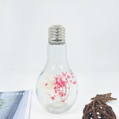 China Modern Glass Lamp Bulb Jar with LED Lights for Festival Decoration Glass Table Top Home Decoration for sale